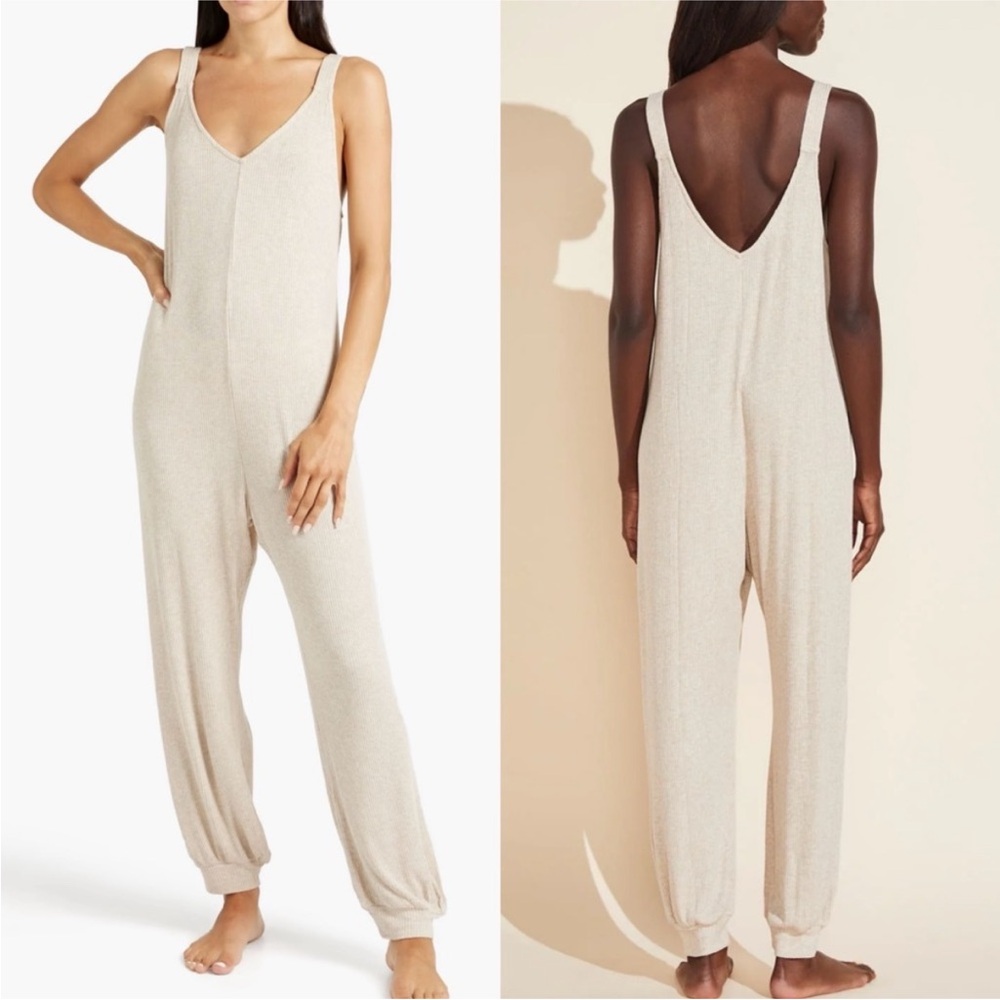 NWT Eberjey Elon Ribbed Jumpsuit in Oatmeal XL